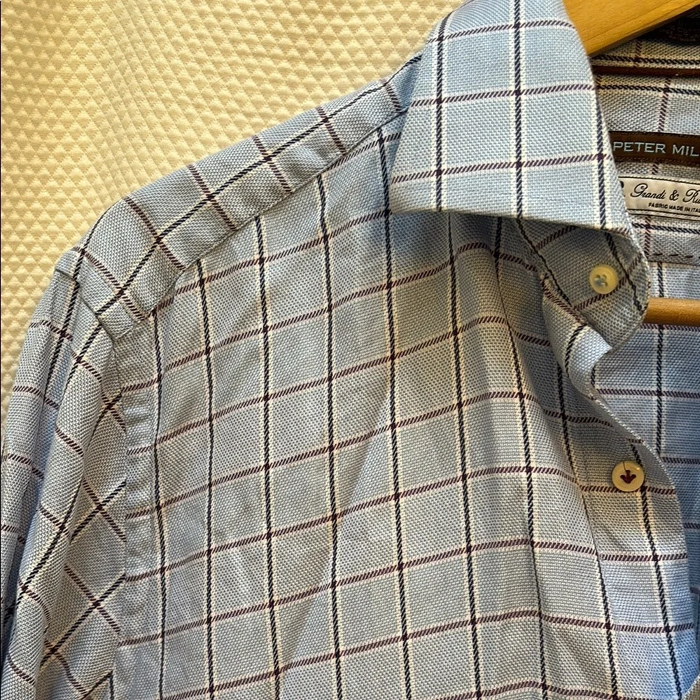 Peter Millar Blue Casual Button Down Shirt medium - Picture 3 of 8